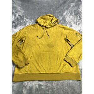 Forever 21 Mens Soft Suede Hoodie XL Pullover Green Arm Zip Pocket Soft Baggy